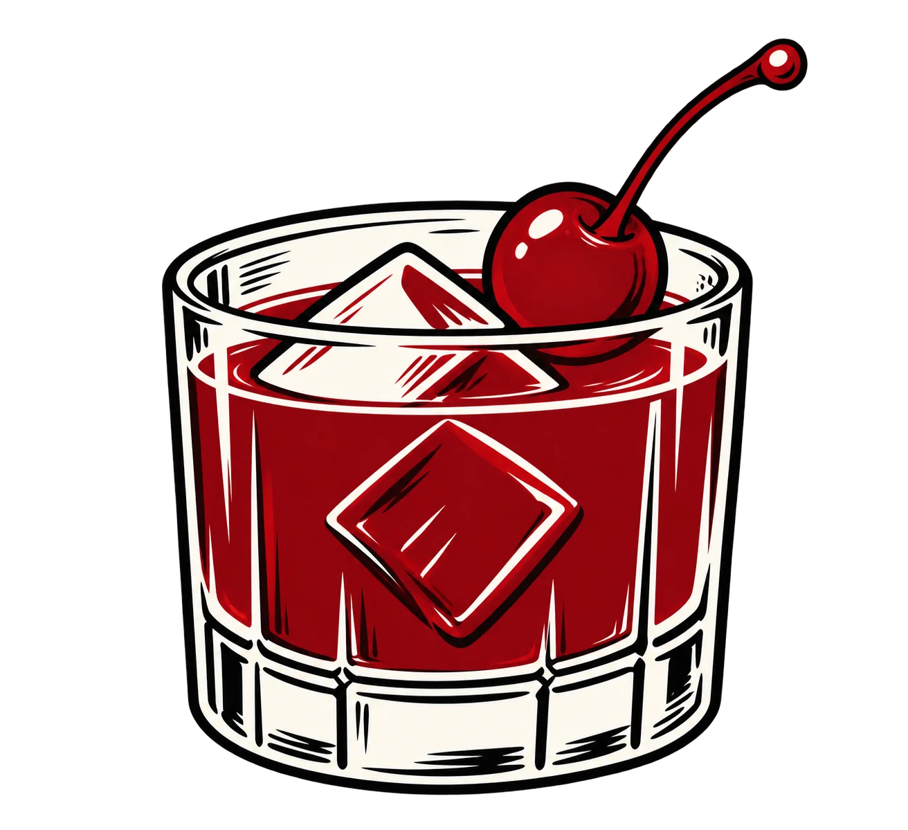 Illustrated cherry cocktail