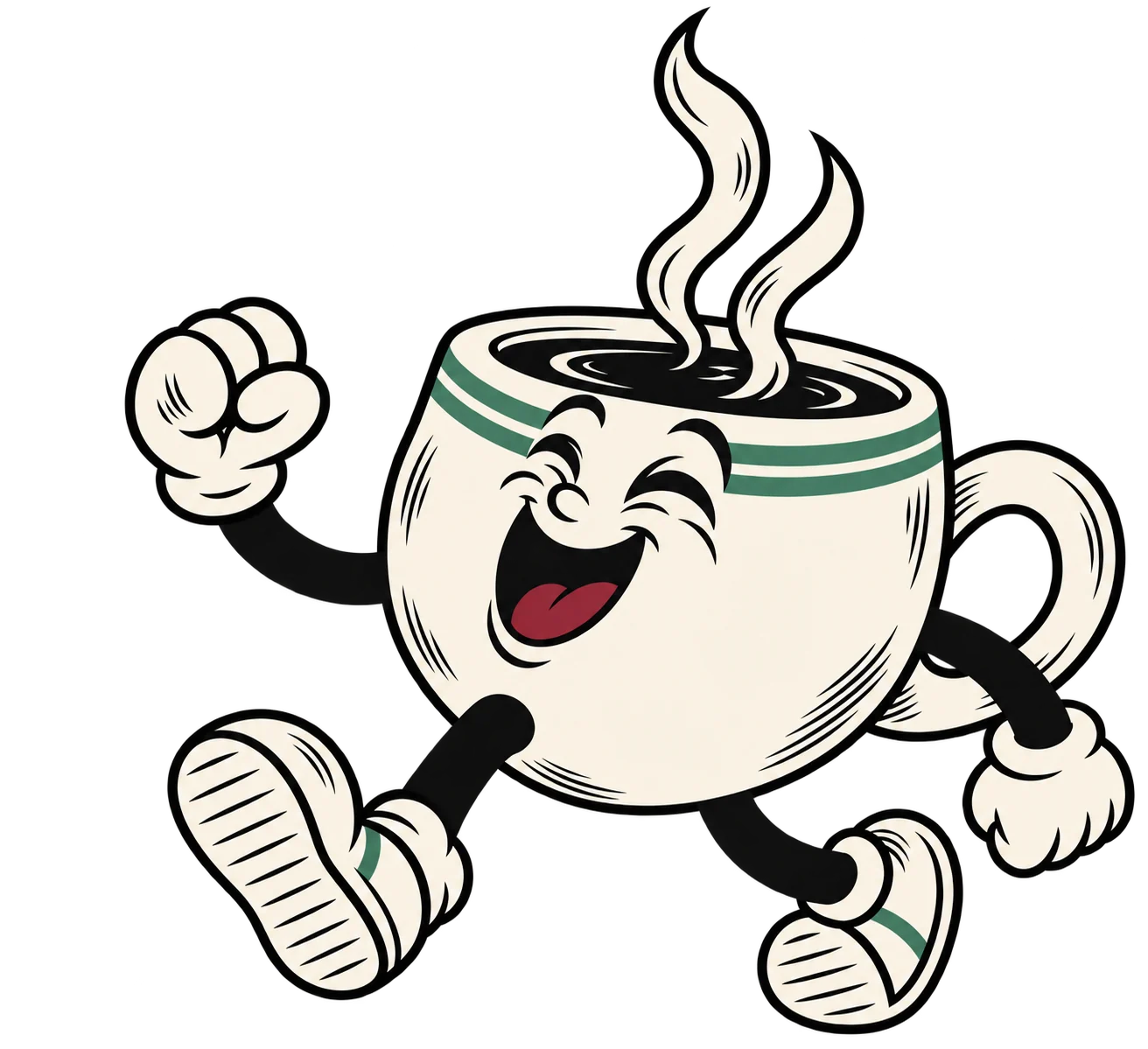 Cheerful illustrated coffee cup walking